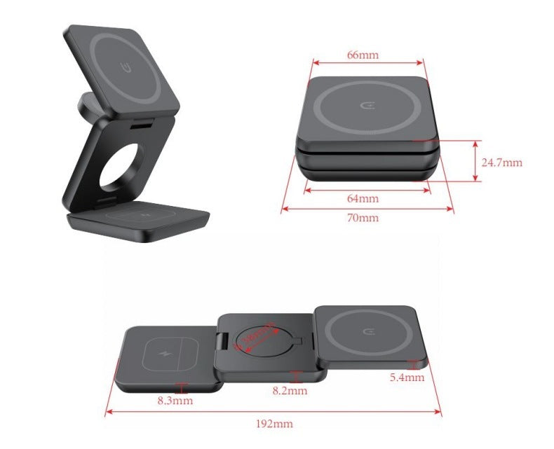 Magnetic Suction Wireless Charging & Folding Phone Holder – 15W Fast Charger with Adjustable Stand