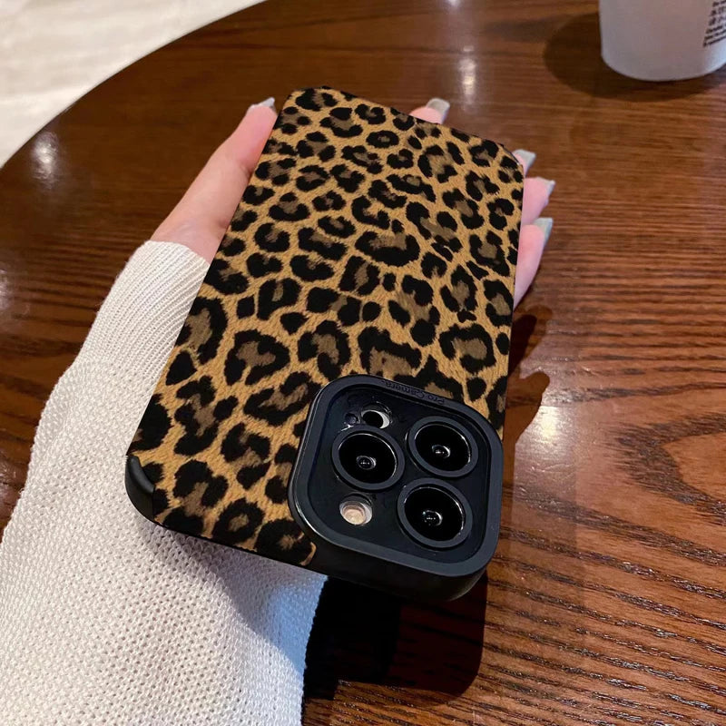 Leopard Silicone Leather iPhone Case – Shockproof & Stylish