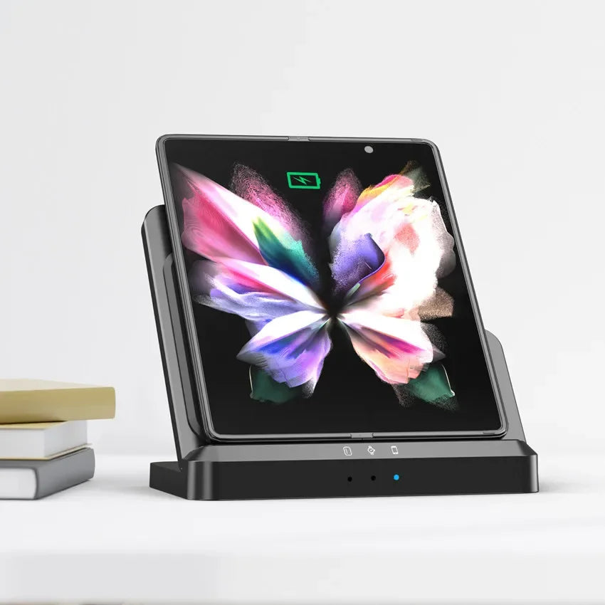 100W 3-in-1 Fast Wireless Charger Stand for Samsung Fold 4/3, S22 Ultra, Galaxy Watch 5/4/3, Buds – Type-C Dock Station with Cooling Fan & Indicator