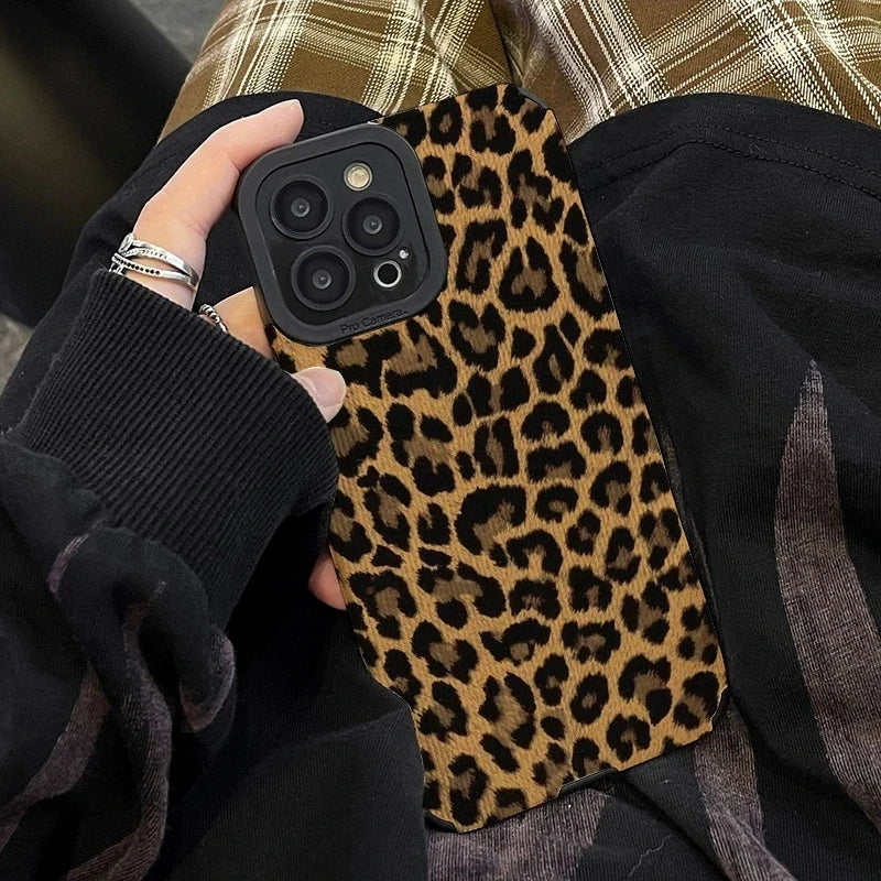 Leopard Silicone Leather iPhone Case – Shockproof & Stylish