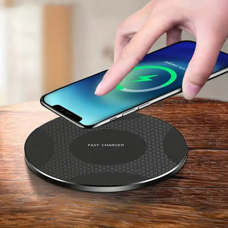 VIKEFON Ultra-Thin Wireless Charger Pad for iPhone 14/13/12, Samsung, Xiaomi – 10W Fast Charging Dock Station with Indicator & USB Cable